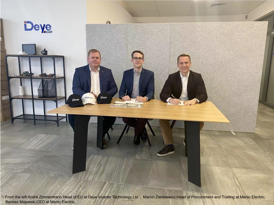 Deye Inverter assinou um acordo de cooperação comercial com a Menlo Electric